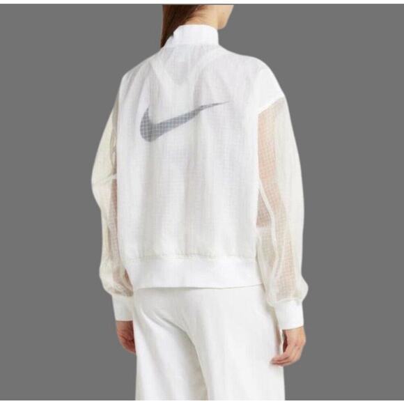 NWT‎ Nike Sportswear Woven Varsity Bomber Jacket DV7972-100 Women's Size Medium - Picture 1 of 8